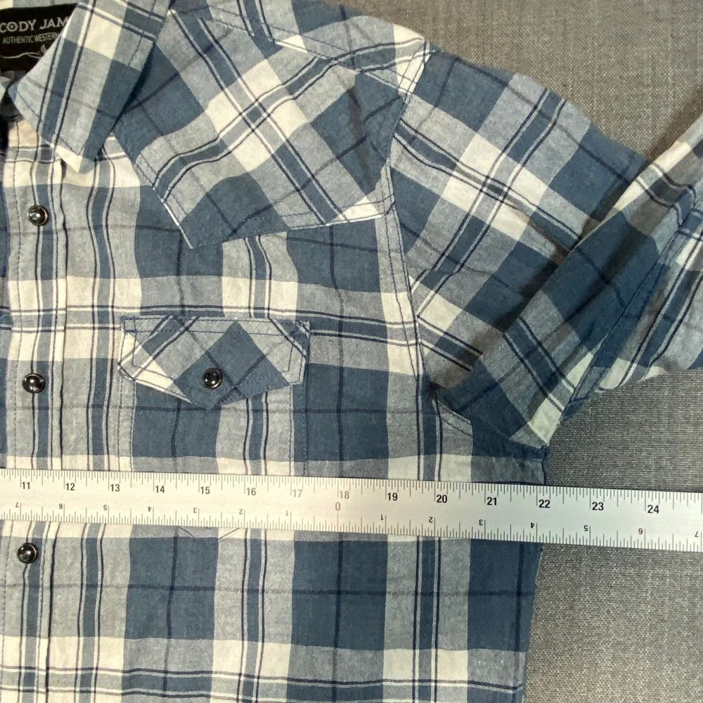 Cody James Mens Regular‎ Fit Plaid Western Long Sleeve Button Up Shirt Blue